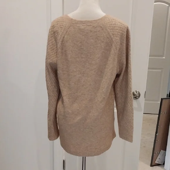 LOFT Textured Beige Crew Neck Sweater - Picture 3 of 3